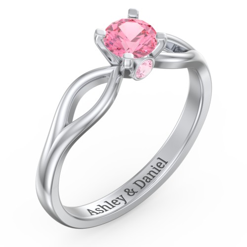 1/2 ct. Round Gemstone Split Peek-A-Boo Engagement Ring – Sterling Silver with Pink Tourmaline