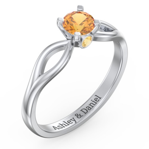 1/2 ct. Round Gemstone Split Peek-A-Boo Engagement Ring – Sterling Silver with Citrine