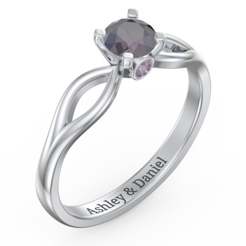 1/2 ct. Round Gemstone Split Peek-A-Boo Engagement Ring – Sterling Silver with Alexandrite