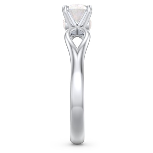 1/2 ct. Round Gemstone Split Peek-A-Boo Engagement Ring – Sterling Silver with Opal