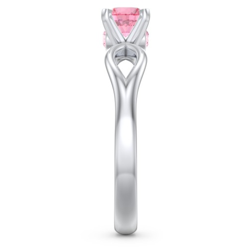 1/2 ct. Round Gemstone Split Peek-A-Boo Engagement Ring – Sterling Silver with Pink Tourmaline