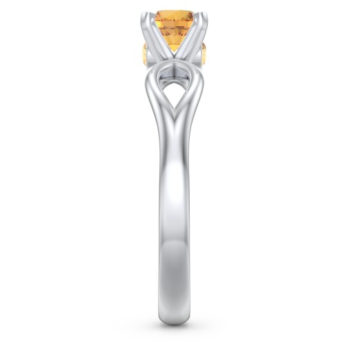 1/2 ct. Round Gemstone Split Peek-A-Boo Engagement Ring – Sterling Silver with Citrine