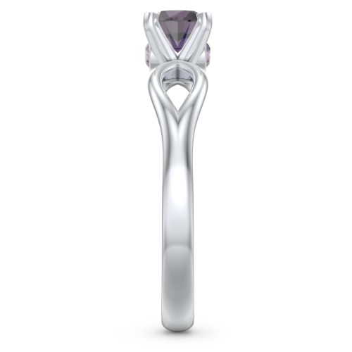 1/2 ct. Round Gemstone Split Peek-A-Boo Engagement Ring – Sterling Silver with Alexandrite