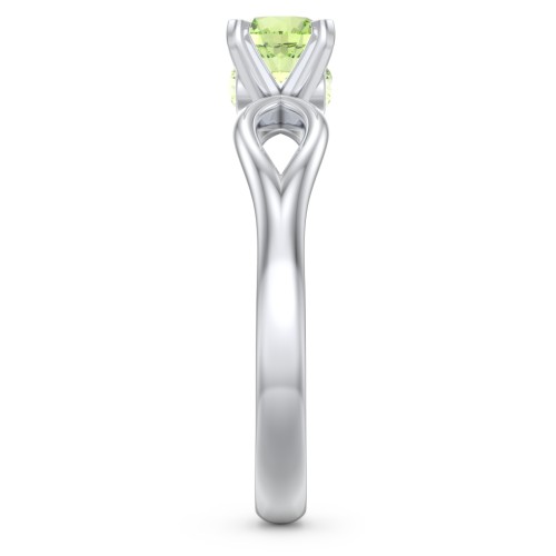 1/2 ct. Round Gemstone Split Peek-A-Boo Engagement Ring – Sterling Silver with Peridot