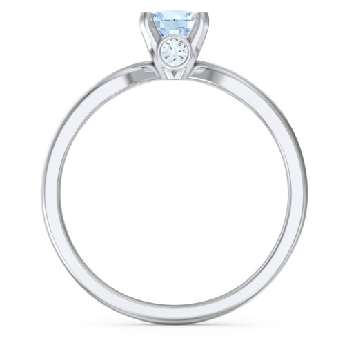 1/2 ct. Round Gemstone Split Peek-A-Boo Engagement Ring – Sterling Silver with Aquamarine