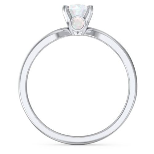 1/2 ct. Round Gemstone Split Peek-A-Boo Engagement Ring – Sterling Silver with Opal