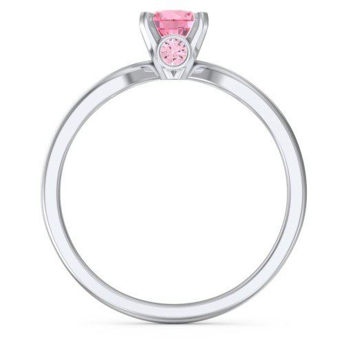 1/2 ct. Round Gemstone Split Peek-A-Boo Engagement Ring – Sterling Silver with Pink Tourmaline