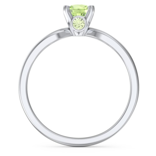 1/2 ct. Round Gemstone Split Peek-A-Boo Engagement Ring – Sterling Silver with Peridot