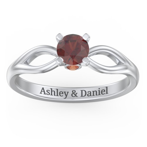 1/2 ct. Round Gemstone Split Peek-A-Boo Engagement Ring – Sterling Silver with Garnet