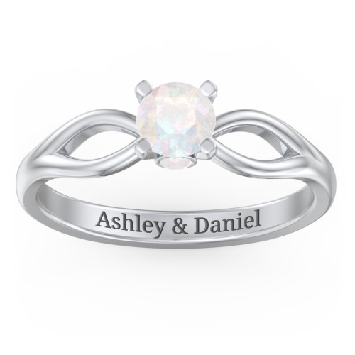 1/2 ct. Round Gemstone Split Peek-A-Boo Engagement Ring – Sterling Silver with Opal