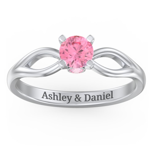 1/2 ct. Round Gemstone Split Peek-A-Boo Engagement Ring – Sterling Silver with Pink Tourmaline