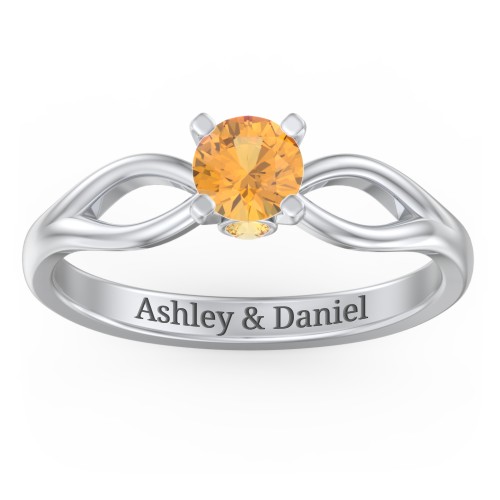 1/2 ct. Round Gemstone Split Peek-A-Boo Engagement Ring – Sterling Silver with Citrine