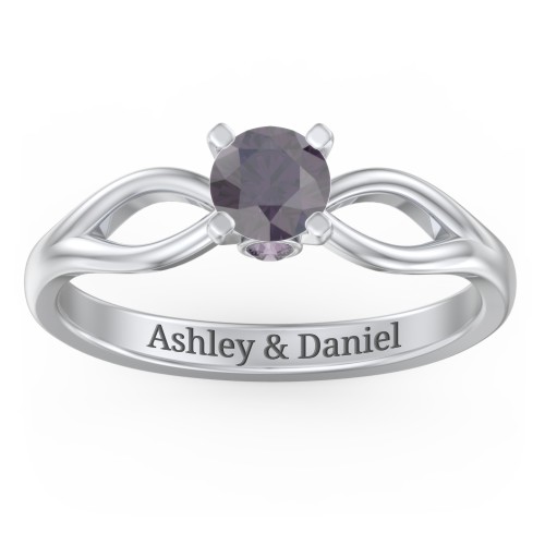 1/2 ct. Round Gemstone Split Peek-A-Boo Engagement Ring – Sterling Silver with Alexandrite