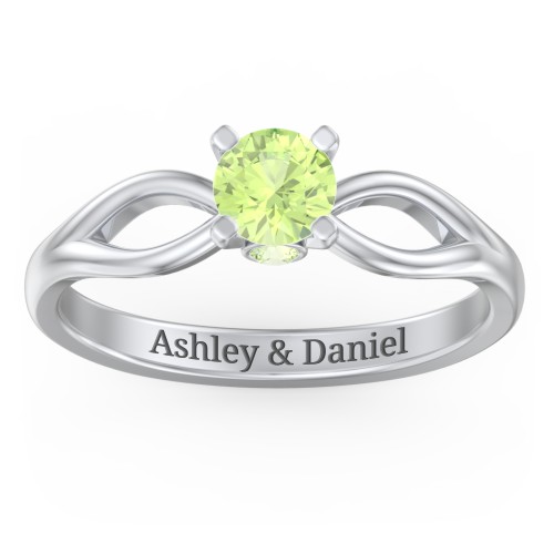 1/2 ct. Round Gemstone Split Peek-A-Boo Engagement Ring – Sterling Silver with Peridot