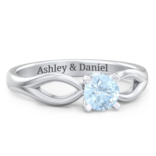 1/2 ct. Round Gemstone Split Peek-A-Boo Engagement Ring – Sterling Silver with Aquamarine