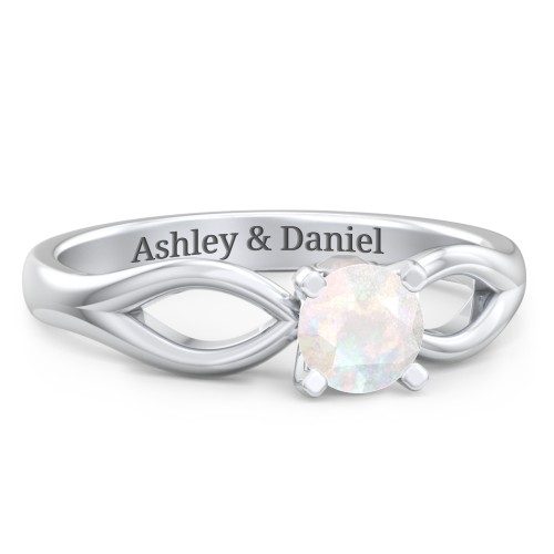 1/2 ct. Round Gemstone Split Peek-A-Boo Engagement Ring – Sterling Silver with Opal