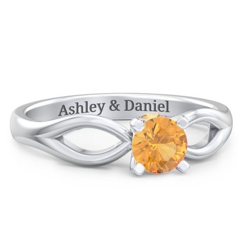 1/2 ct. Round Gemstone Split Peek-A-Boo Engagement Ring – Sterling Silver with Citrine