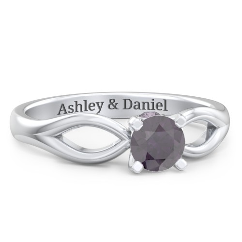 1/2 ct. Round Gemstone Split Peek-A-Boo Engagement Ring – Sterling Silver with Alexandrite