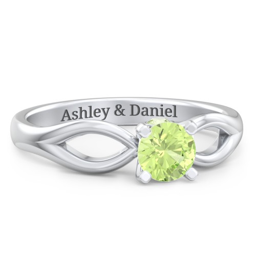 1/2 ct. Round Gemstone Split Peek-A-Boo Engagement Ring – Sterling Silver with Peridot