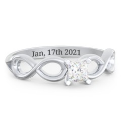 1/4 ct. Princess Gemstone Infinity Engagement Ring – 10K Rose Gold with White Premium Zirconia
