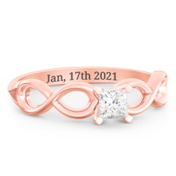1/4 ct. Princess Gemstone Infinity Engagement Ring in 10K Solid Rose Gold with White Premium Zirconia