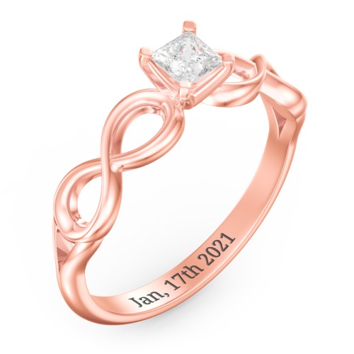 1/4 ct. Princess Gemstone Infinity Engagement Ring – 10K Rose Gold with White Premium Zirconia