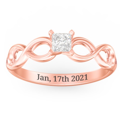 1/4 ct. Princess Gemstone Infinity Engagement Ring – 10K Rose Gold with White Premium Zirconia