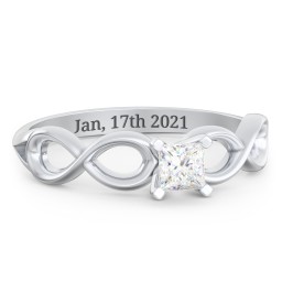 1/4 ct. Princess Gemstone Infinity Engagement Ring in 10K Solid White Gold with White Premium Zirconia