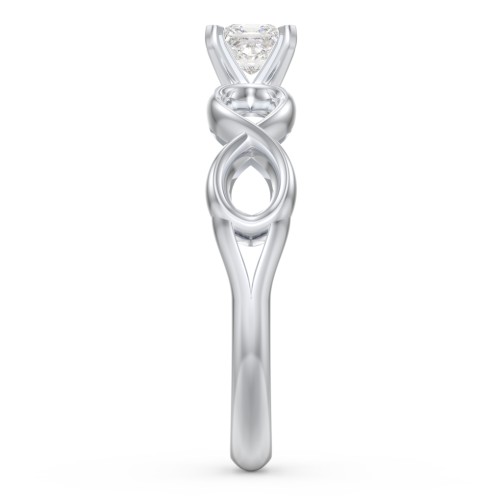 1/4 ct. Princess Gemstone Infinity Engagement Ring – 10K White Gold with White Premium Zirconia