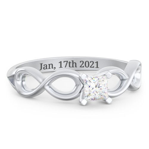 1/4 ct. Princess Gemstone Infinity Engagement Ring – 10K White Gold with White Premium Zirconia