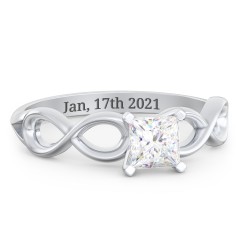 1/2 ct. Princess Gemstone Infinity Engagement Ring – 10K Rose Gold with White Premium Zirconia