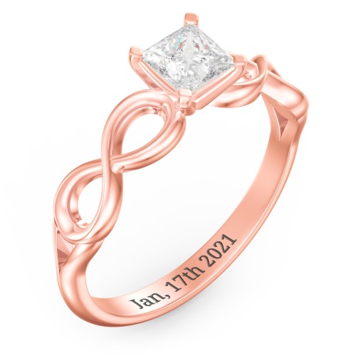 1/2 ct. Princess Gemstone Infinity Engagement Ring – 10K Rose Gold with White Premium Zirconia