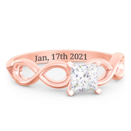 1/2 ct. Princess Gemstone Infinity Engagement Ring – 10K Rose Gold with White Premium Zirconia