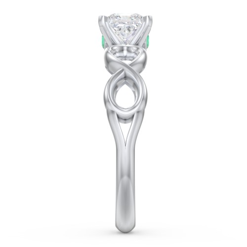 1/2 ct. Princess Gemstone Infinity Peek-A-Boo Engagement Ring – Sterling Silver with White Premium Zirconia and Emerald