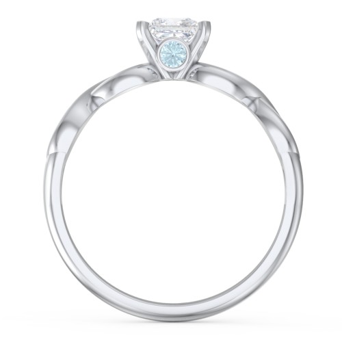 1/2 ct. Princess Gemstone Infinity Peek-A-Boo Engagement Ring – Sterling Silver with White Premium Zirconia and Blue Topaz