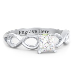 1/2 ct. Princess Gemstone Infinity Peek-A-Boo Engagement Ring in 925 Sterling Silver with White Premium Zirconia and Peridot
