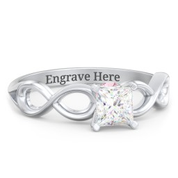 1/2 ct. Princess Gemstone Infinity Peek-A-Boo Engagement Ring in 925 Sterling Silver with White Premium Zirconia and Pink Tourmaline