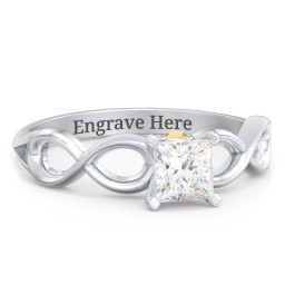 1/2 ct. Princess Gemstone Infinity Peek-A-Boo Engagement Ring in 925 Sterling Silver with White Premium Zirconia and Citrine