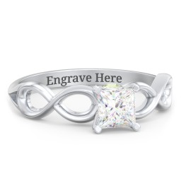 1/2 ct. Princess Gemstone Infinity Peek-A-Boo Engagement Ring in 925 Sterling Silver with White Premium Zirconia and Peridot