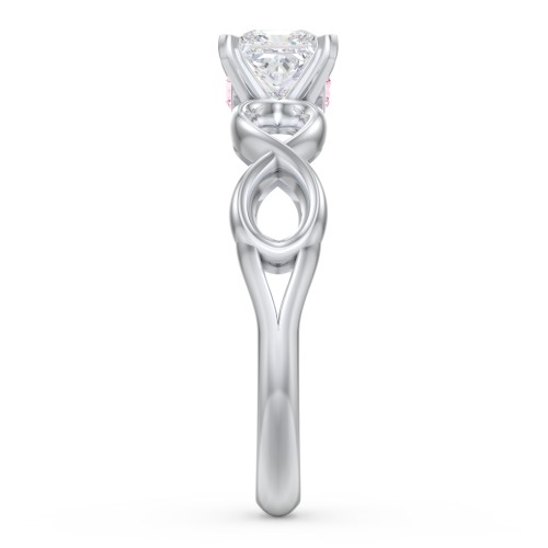 1/2 ct. Princess Gemstone Infinity Peek-A-Boo Engagement Ring – Sterling Silver with White Premium Zirconia and Pink Tourmaline