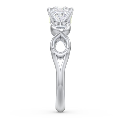 1/2 ct. Princess Gemstone Infinity Peek-A-Boo Engagement Ring – Sterling Silver with White Premium Zirconia and Peridot