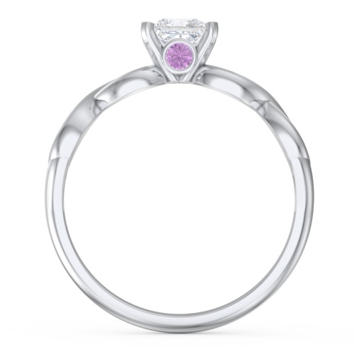 1/2 ct. Princess Gemstone Infinity Peek-A-Boo Engagement Ring – Sterling Silver with White Premium Zirconia and Amethyst