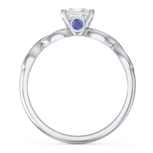 1/2 ct. Princess Gemstone Infinity Peek-A-Boo Engagement Ring – Sterling Silver with White Premium Zirconia and Blue Sapphire