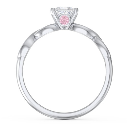 1/2 ct. Princess Gemstone Infinity Peek-A-Boo Engagement Ring – Sterling Silver with White Premium Zirconia and Pink Tourmaline
