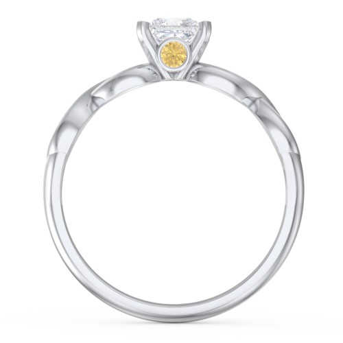 1/2 ct. Princess Gemstone Infinity Peek-A-Boo Engagement Ring – Sterling Silver with White Premium Zirconia and Citrine