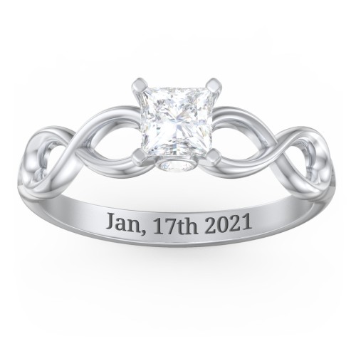 1/2 ct. Princess Gemstone Infinity Peek-A-Boo Engagement Ring – Sterling Silver with White Premium Zirconia and Cubic Zirconia