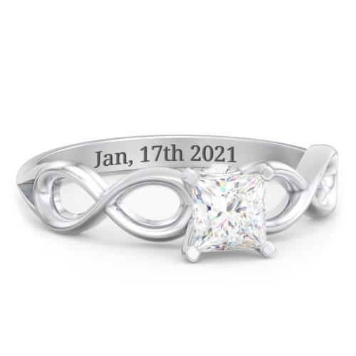 1/2 ct. Princess Gemstone Infinity Peek-A-Boo Engagement Ring – Sterling Silver with White Premium Zirconia and Cubic Zirconia