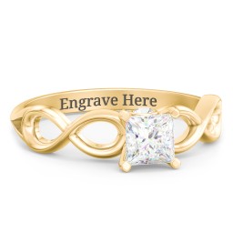 1/2 ct. Princess Gemstone Infinity Peek-A-Boo Engagement Ring in 10K Solid Yellow Gold with White Premium Zirconia and Cubic Zirconia