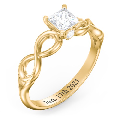 1/2 ct. Princess Gemstone Infinity Peek-A-Boo Engagement Ring – 10K Yellow Gold with White Premium Zirconia and Cubic Zirconia