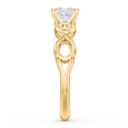 1/2 ct. Princess Gemstone Infinity Peek-A-Boo Engagement Ring – 10K Yellow Gold with White Premium Zirconia and Cubic Zirconia
